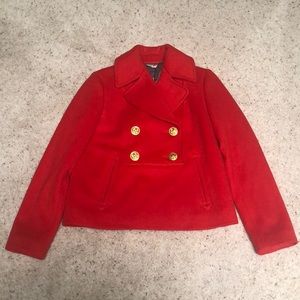 J Crew Nello Gori Pullover Red Orange Peacoat